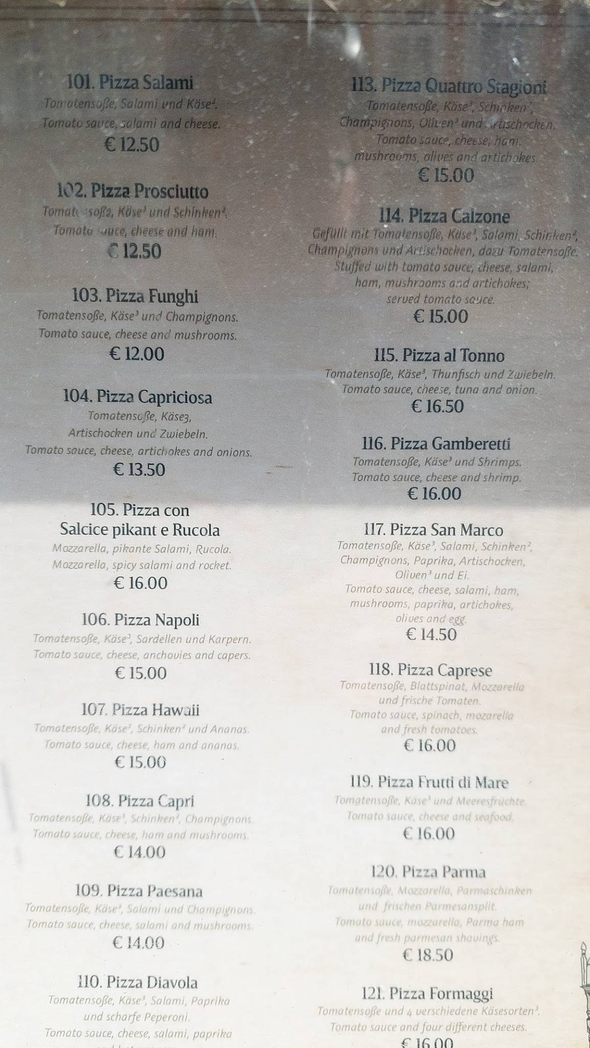 Piazza San Marco меню