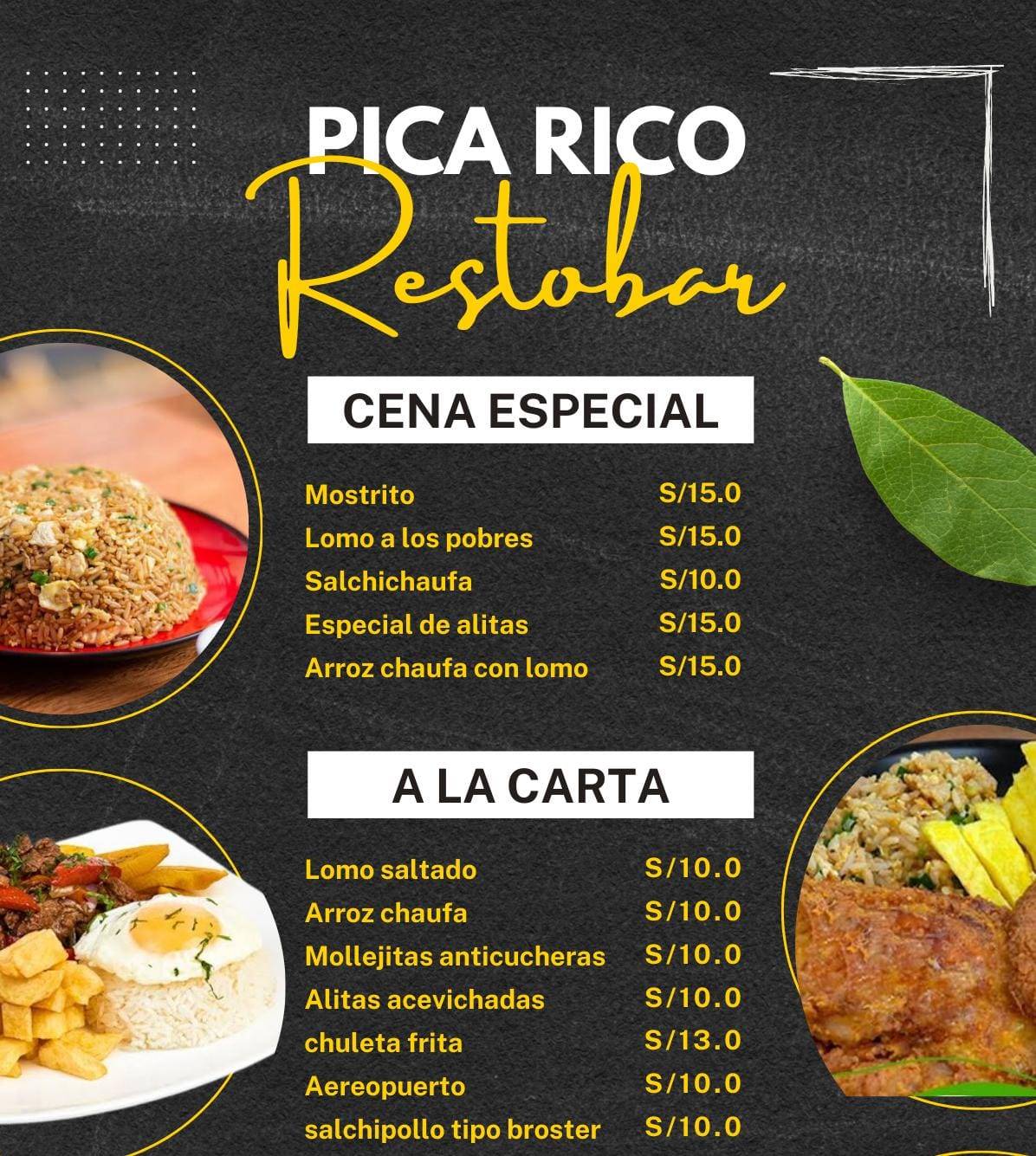 "Pica Rico" меню