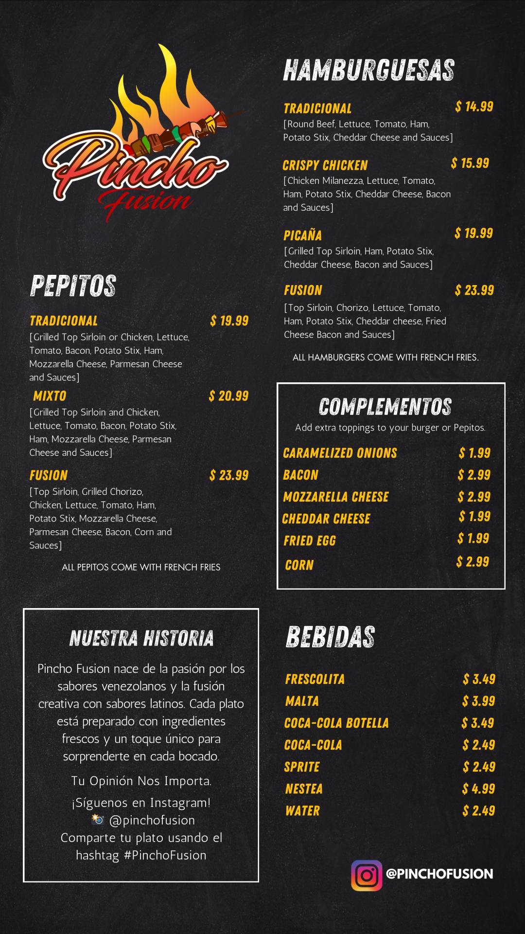 Pincho Fusion меню