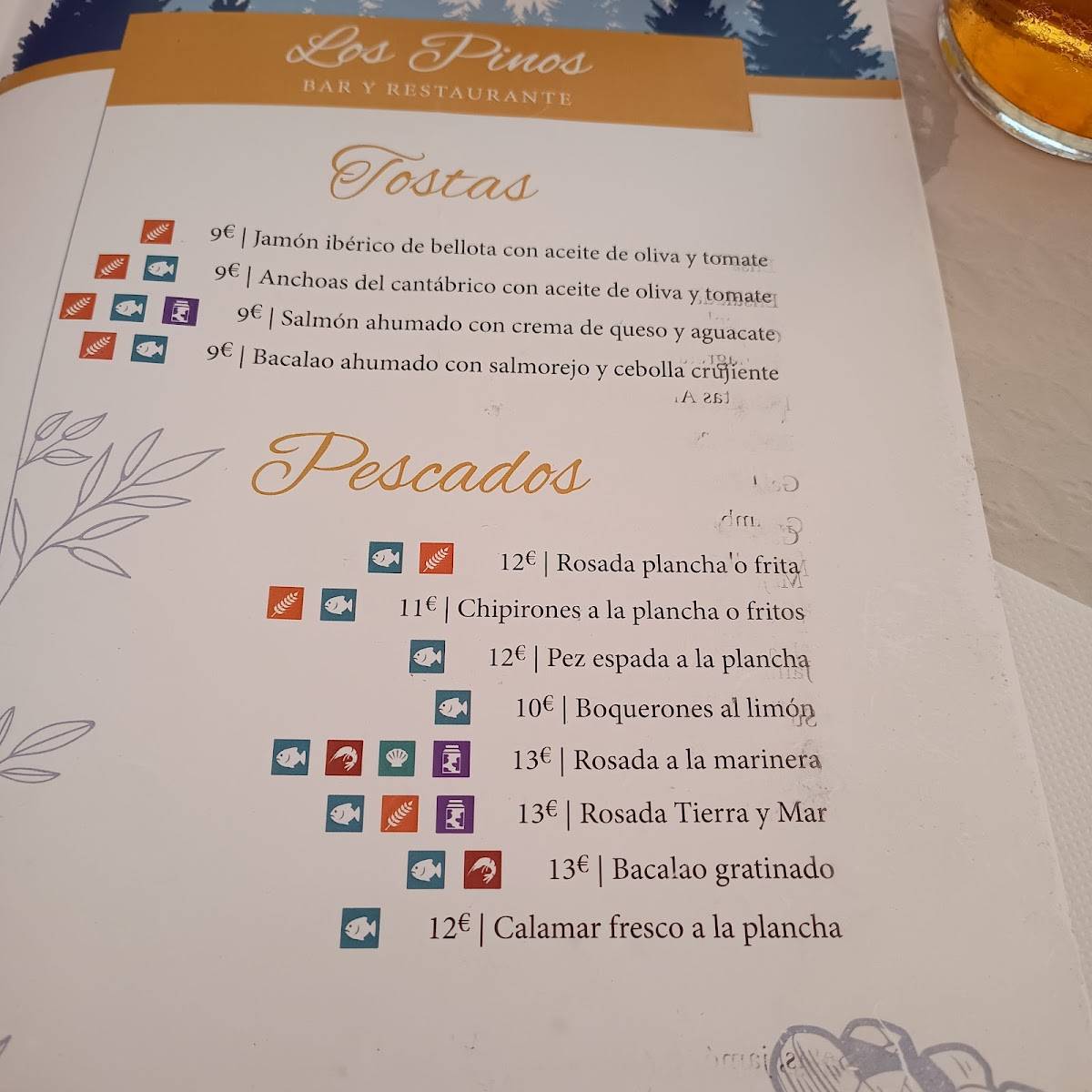 Pinos меню