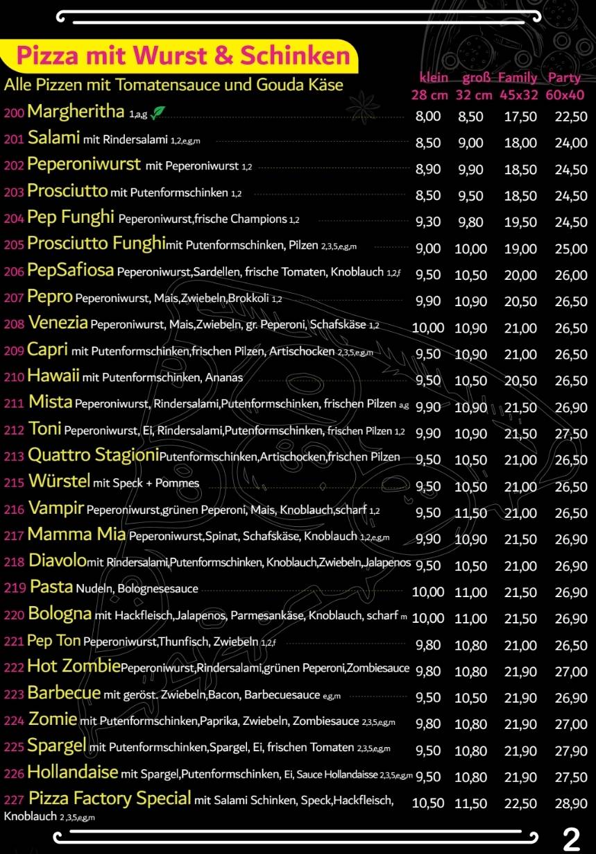 Pizza-Factory Rastatt меню