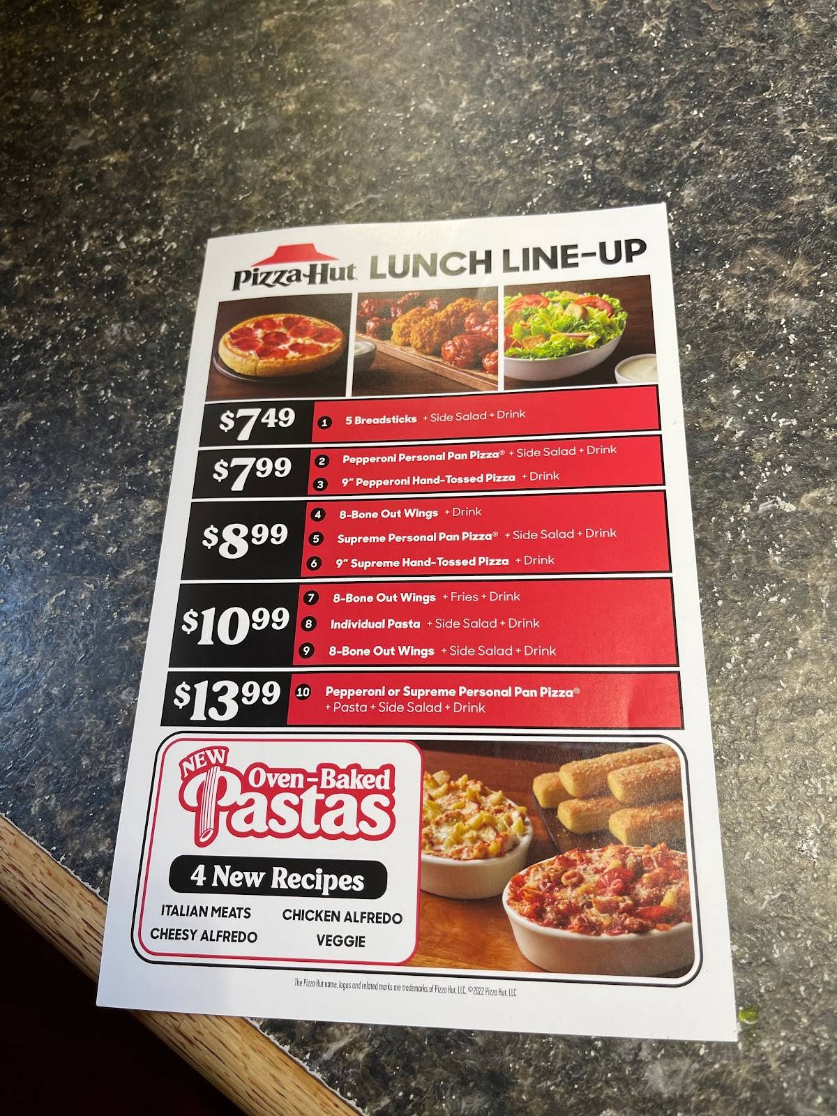 Pizza Hut меню
