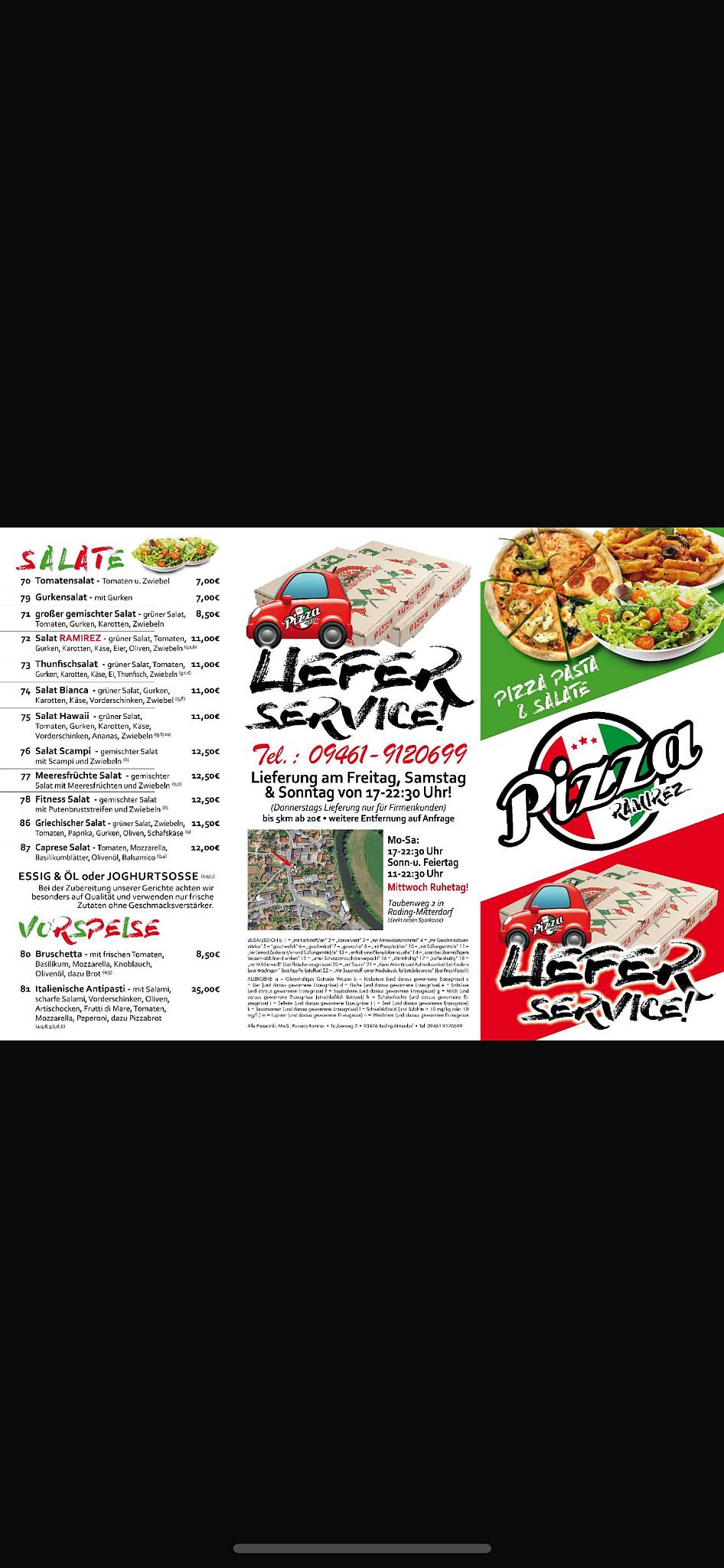 Pizza Ramirez меню