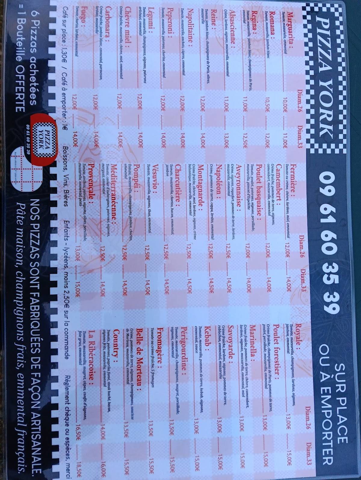 Pizza _ York меню