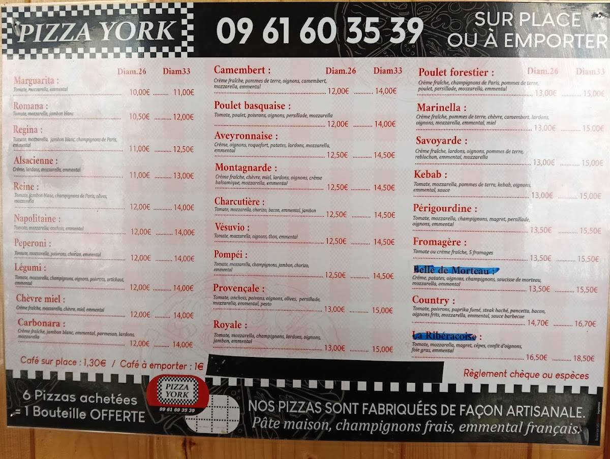 Pizza _ York меню