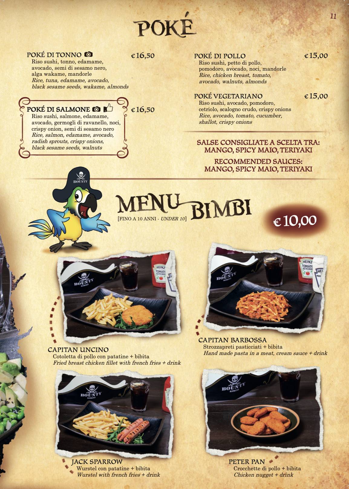 Bounty Rimini меню