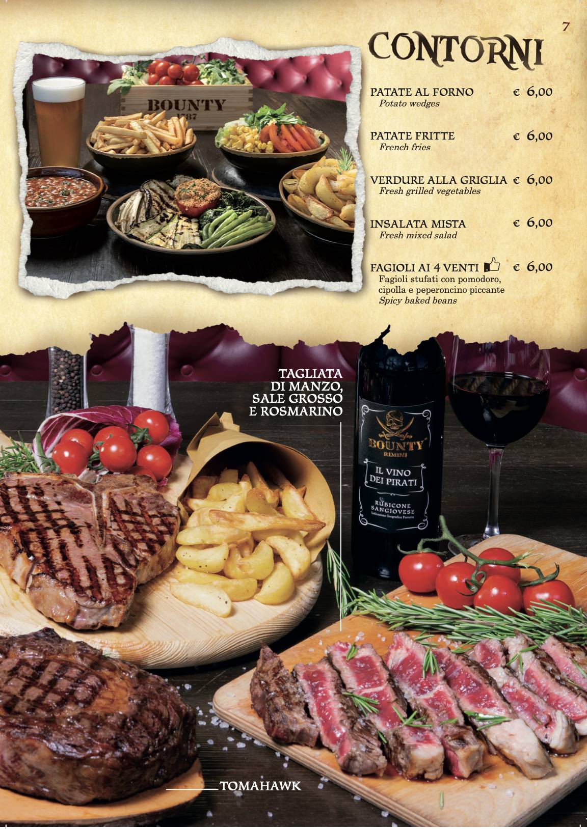 Bounty Rimini меню
