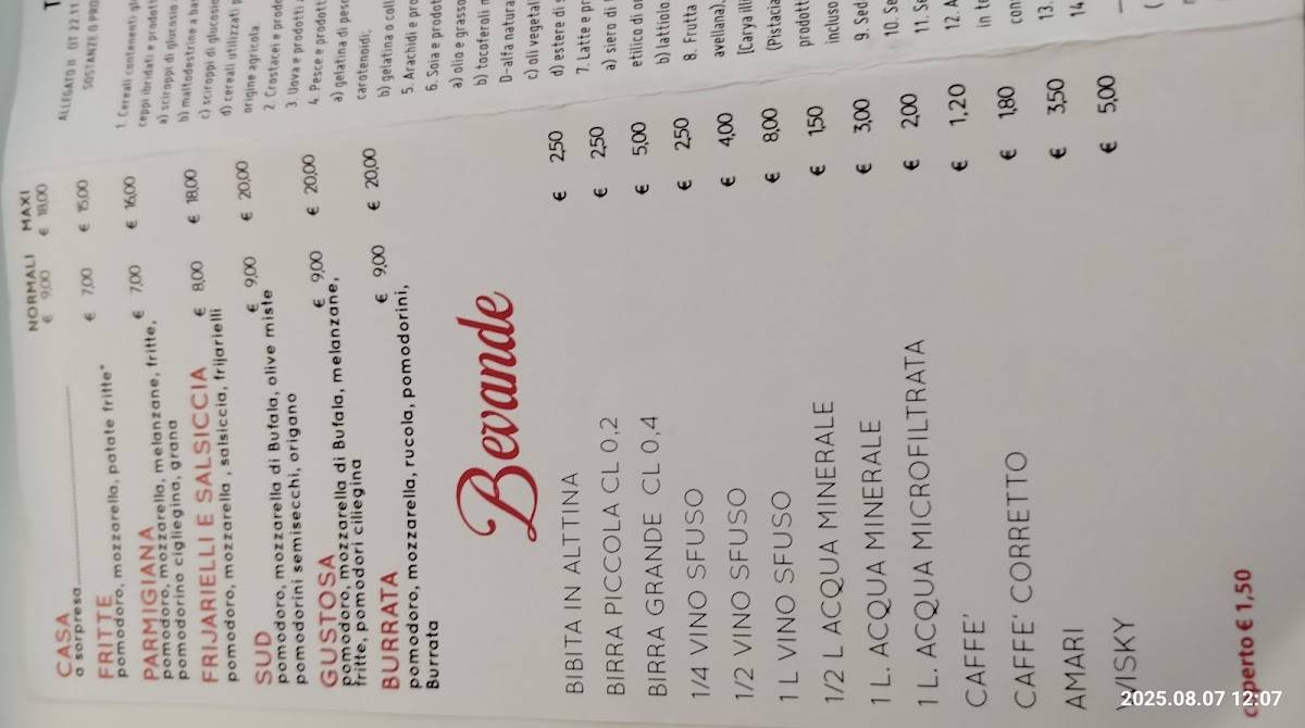 Pizzeria Da Vittorio меню
