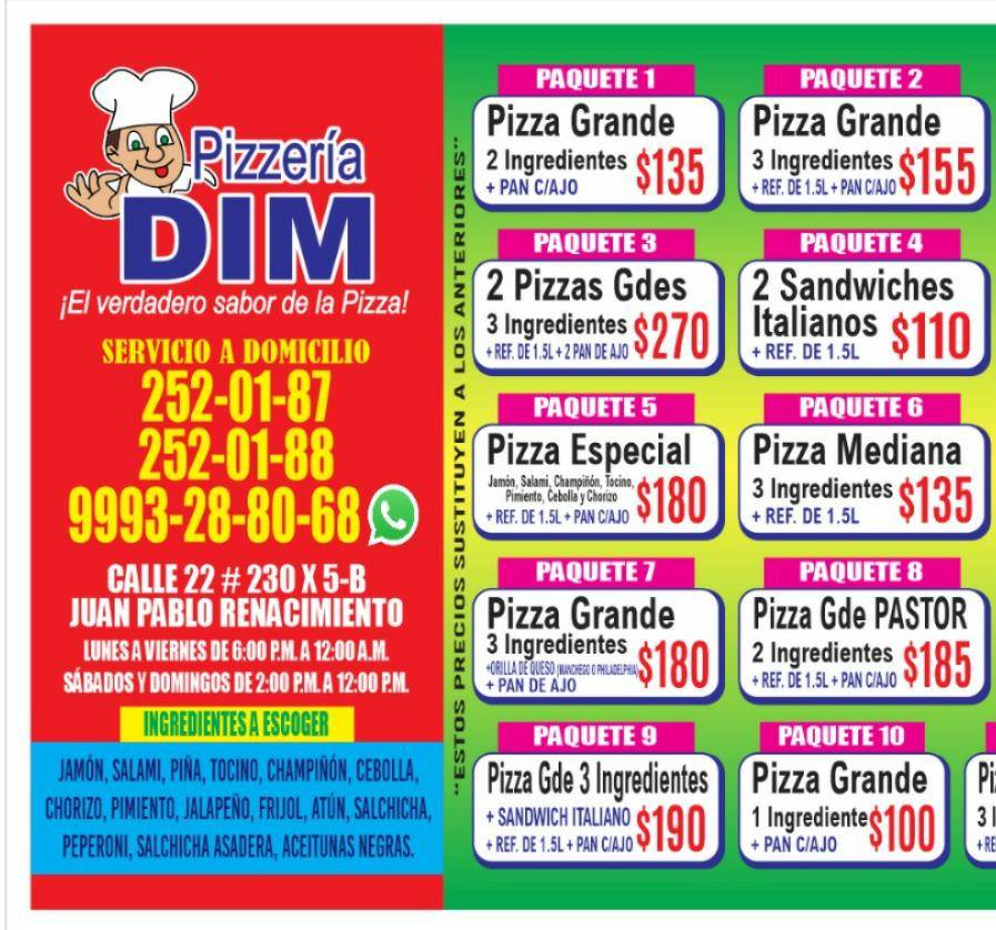 Pizzeria Dim меню