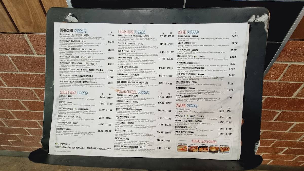Domino's Pizza Mitcham меню