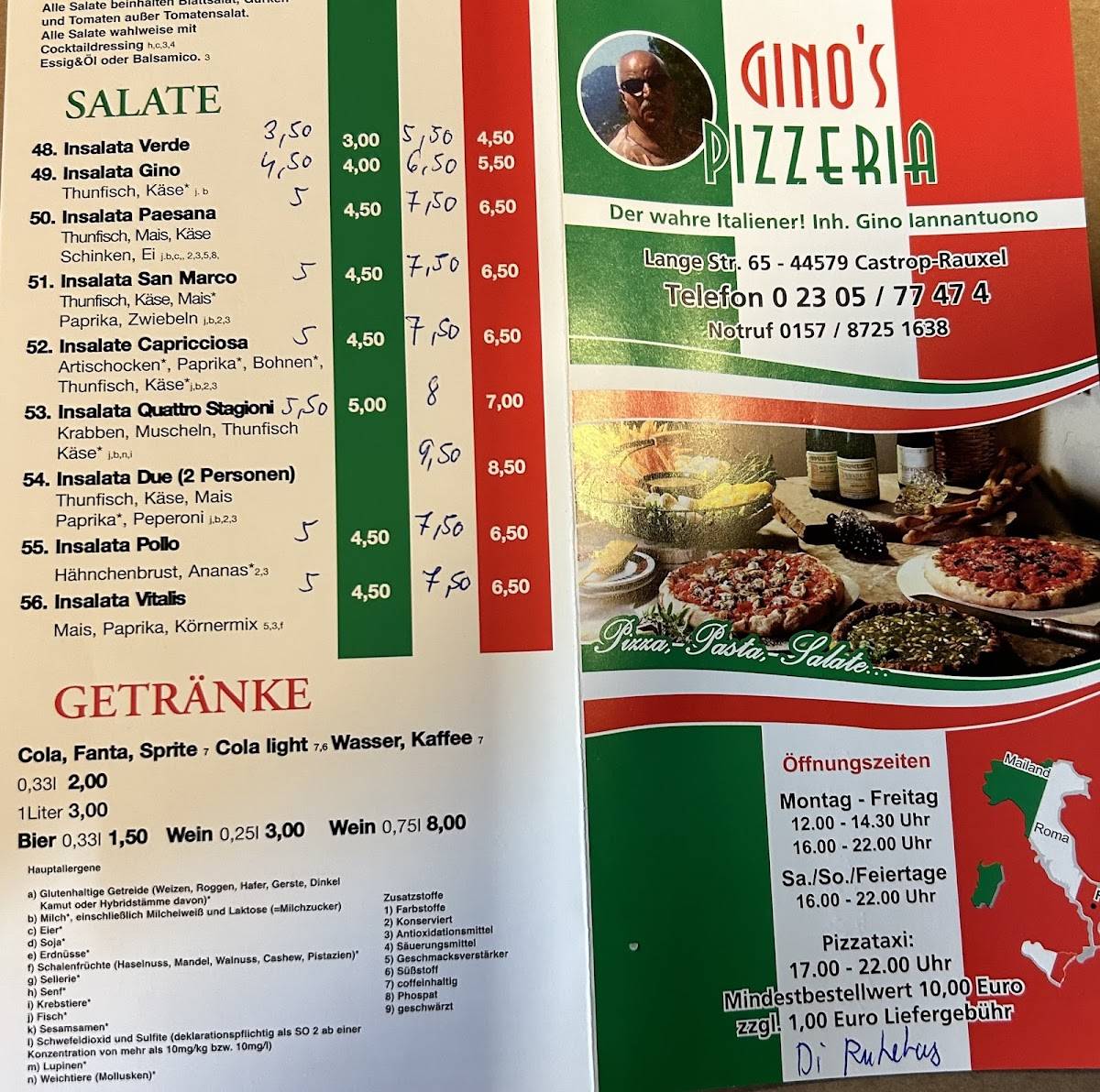 Pizzeria Ginos меню