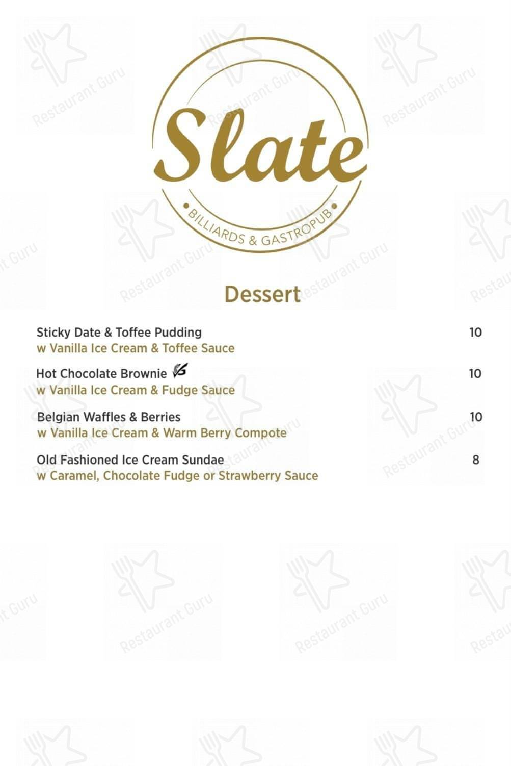 Slate - Billiards & Gastropub меню