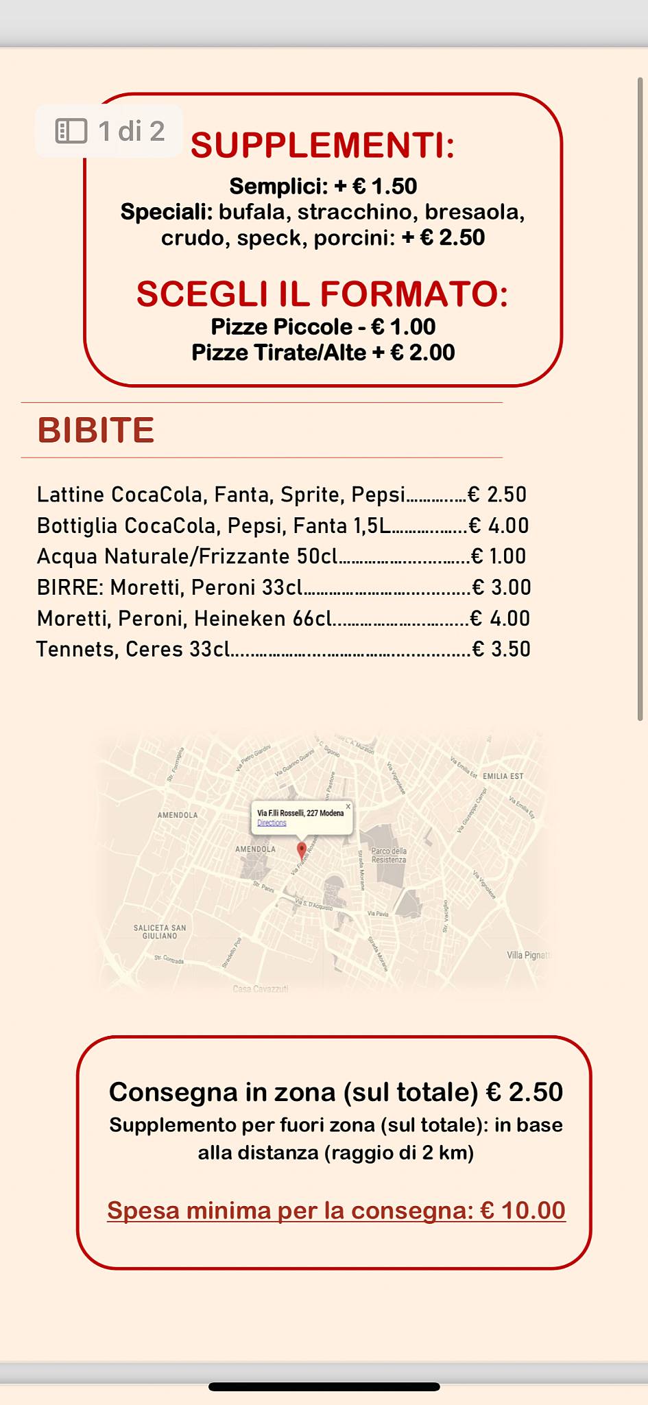 Pizzeria Taurus меню