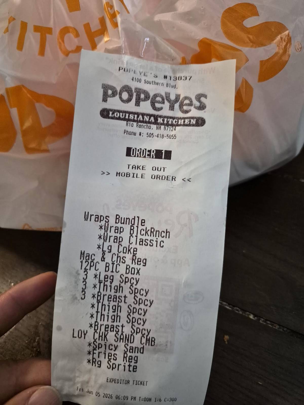 Popeyes Louisiana Kitchen меню