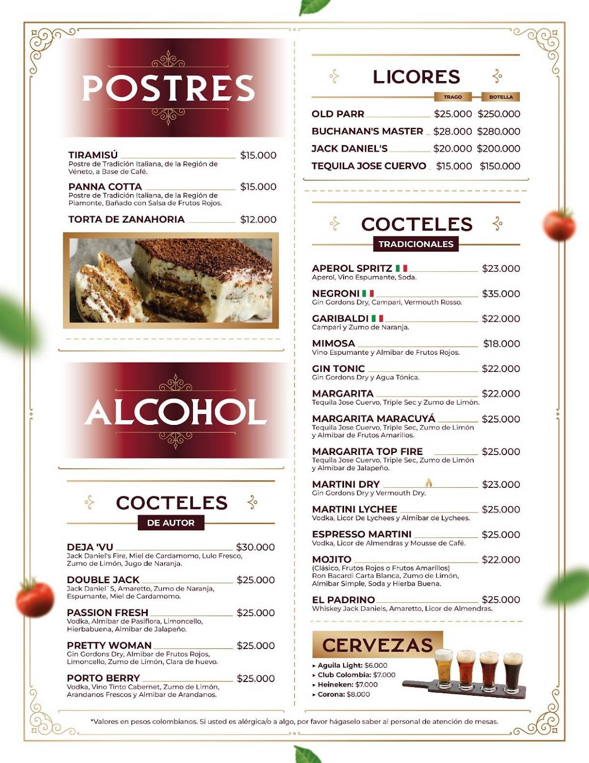 Portofino Ristorante меню