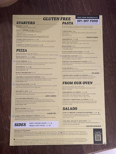 Prezzo Italian Restaurant Crawley меню