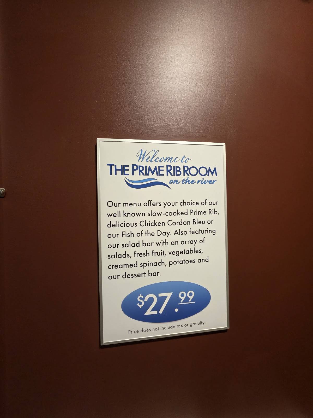 Prime Rib Room меню