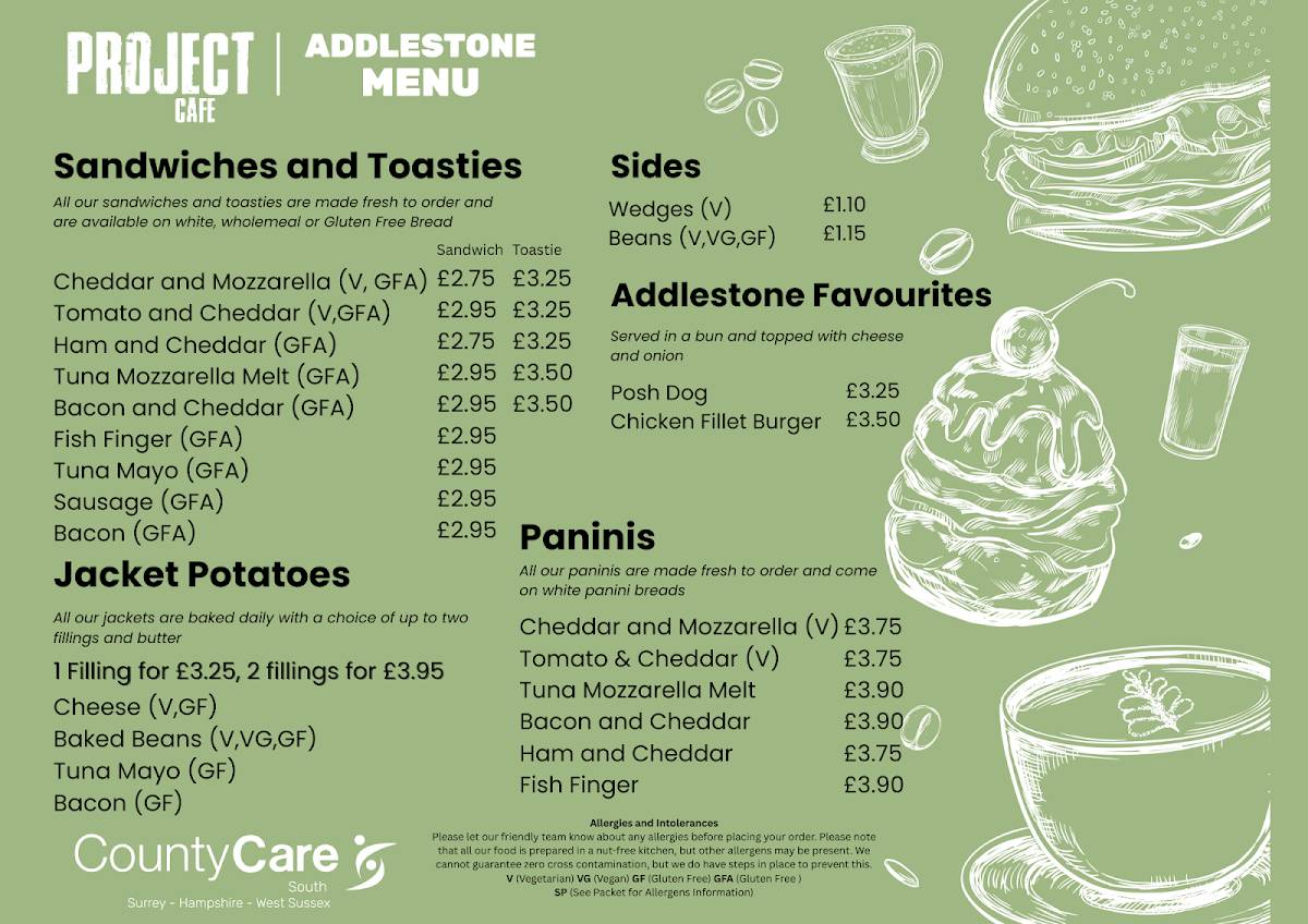 Project Cafe Addlestone меню