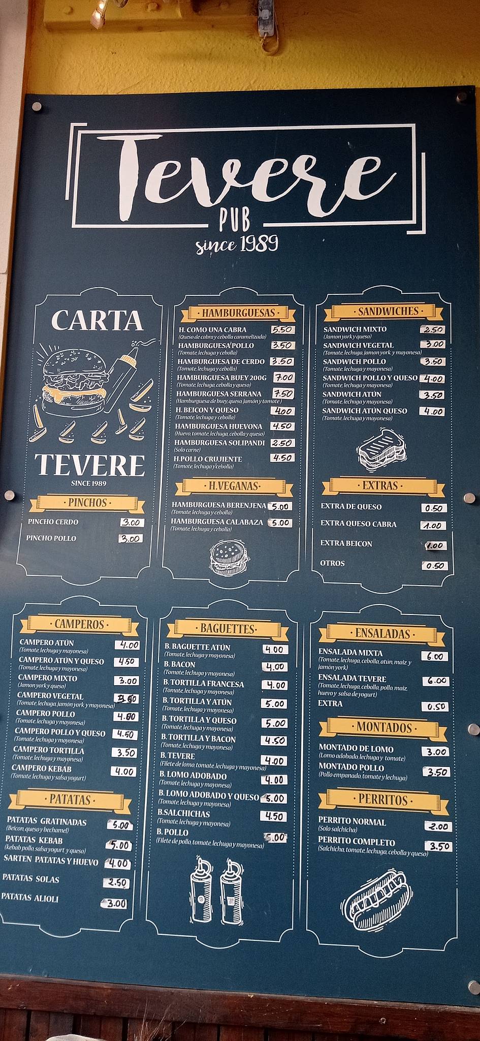 Pub Tevere меню