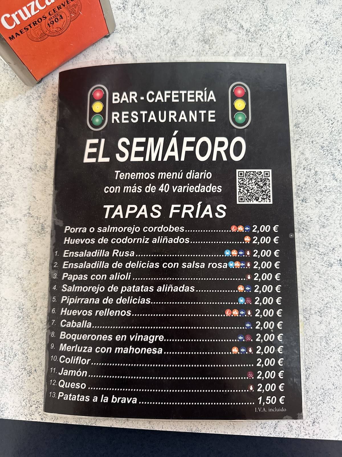 Bar El Semáforo меню