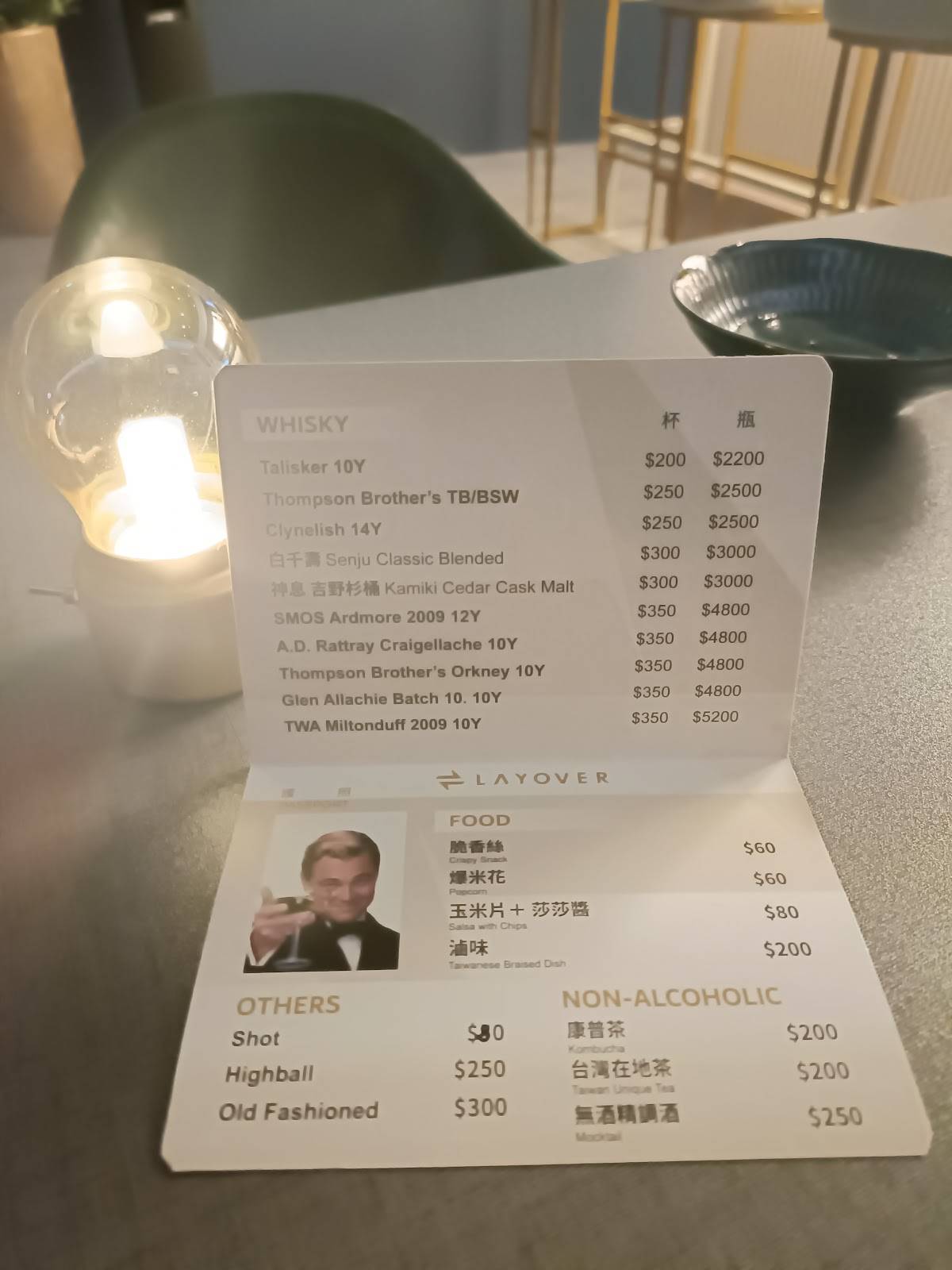 Bar Layover меню