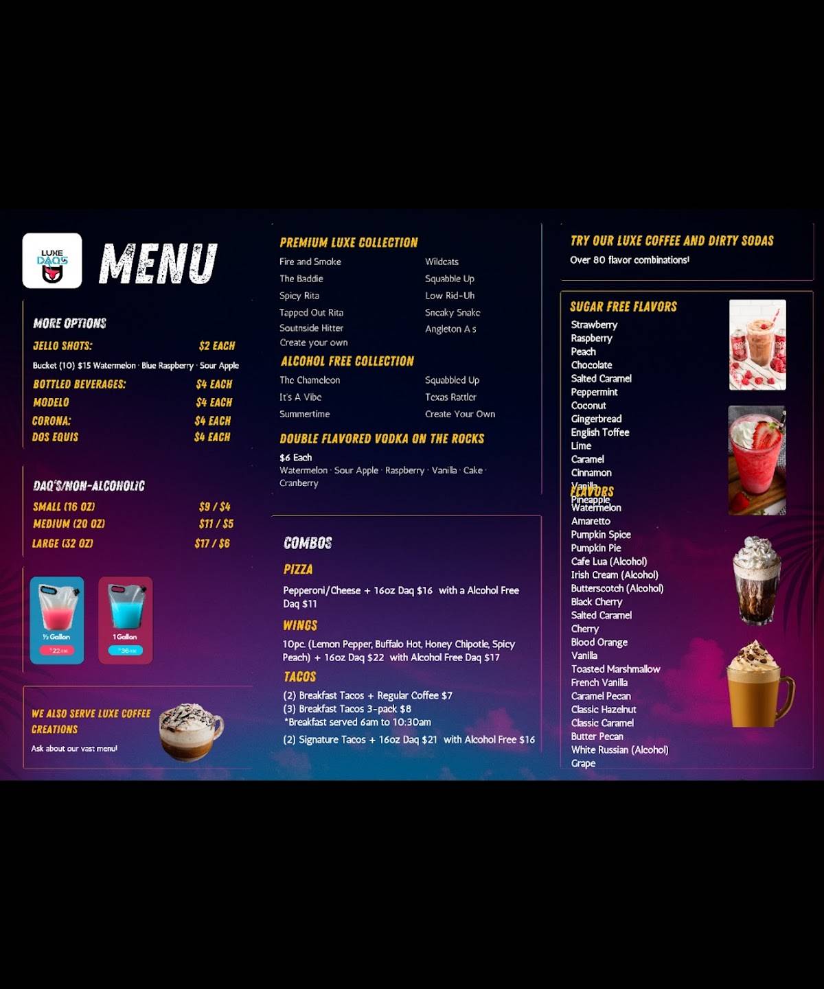 Luxe Daqs меню