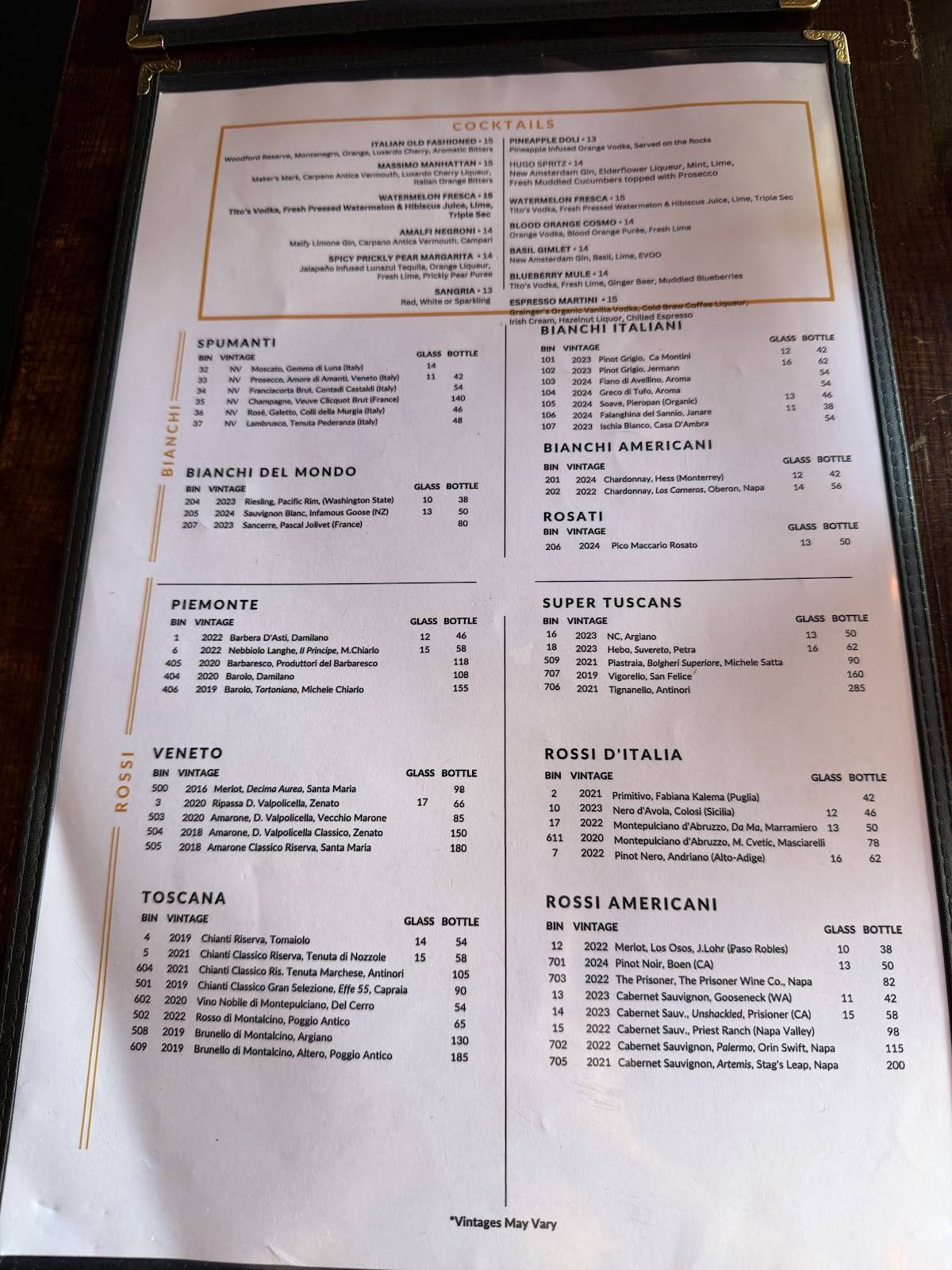 Massimo Ristorante меню