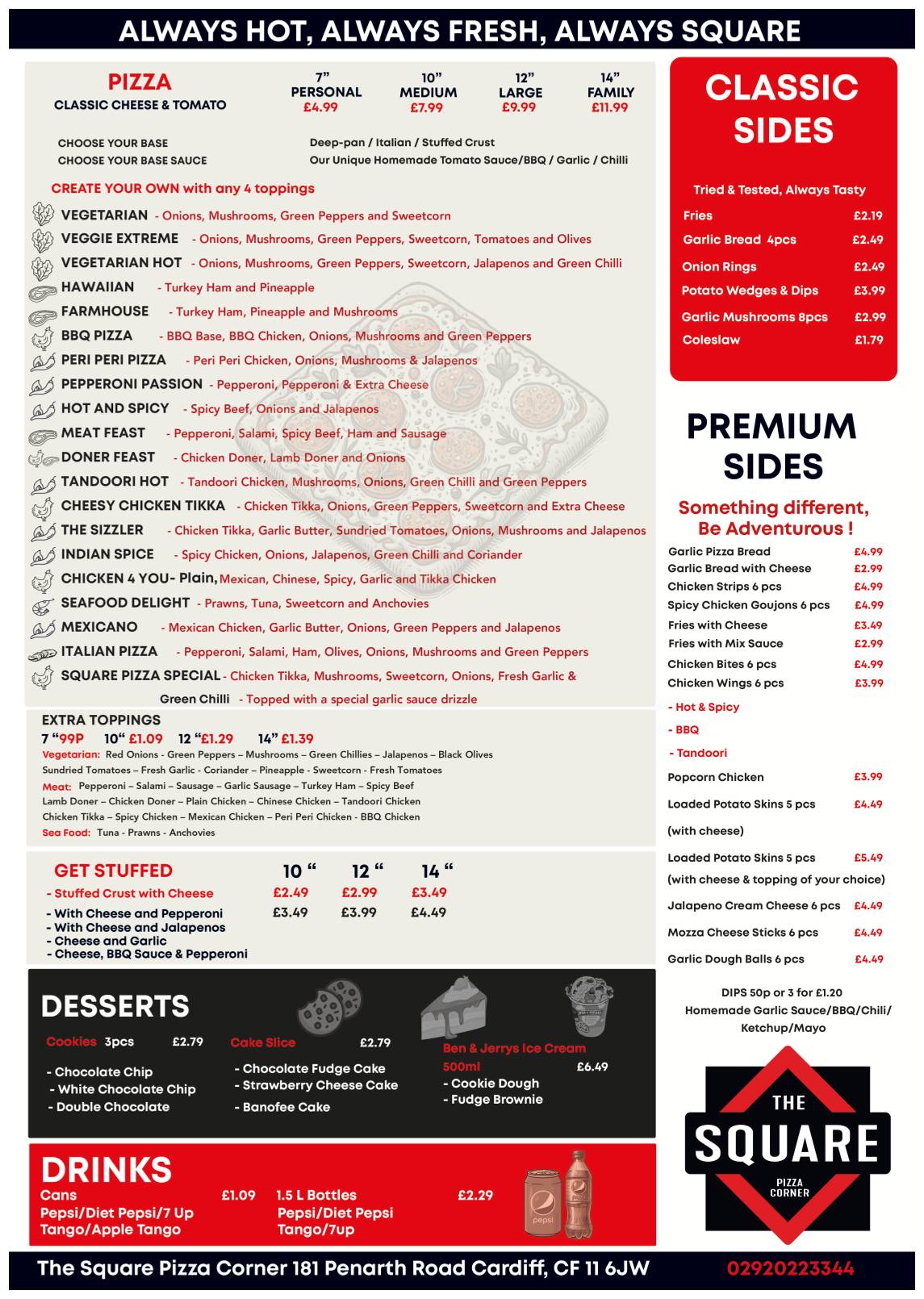The Square Pizza Corner меню