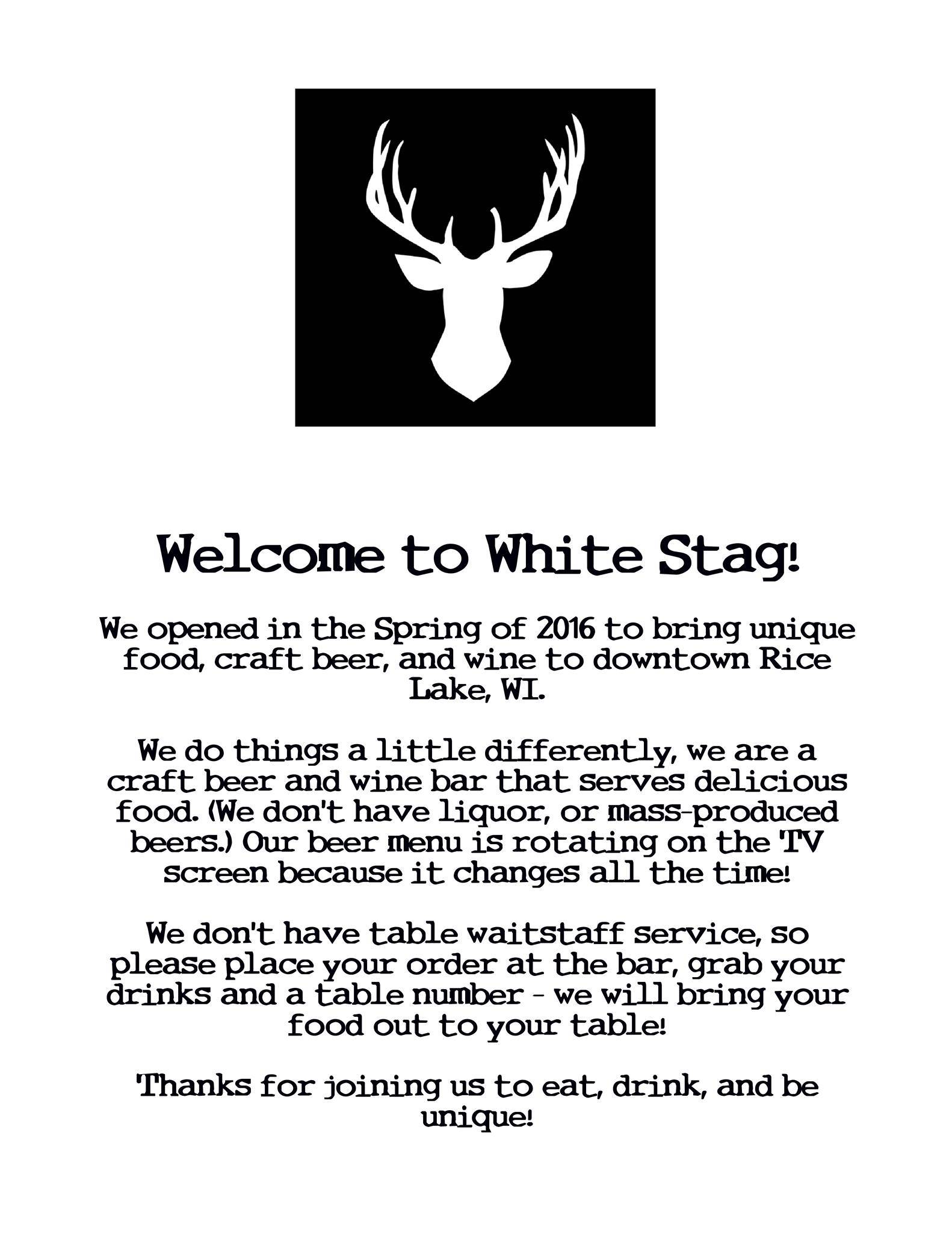 White Stag меню