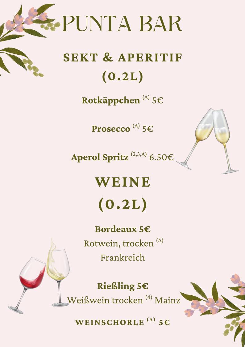 Punta Sportsbar & Cafè меню