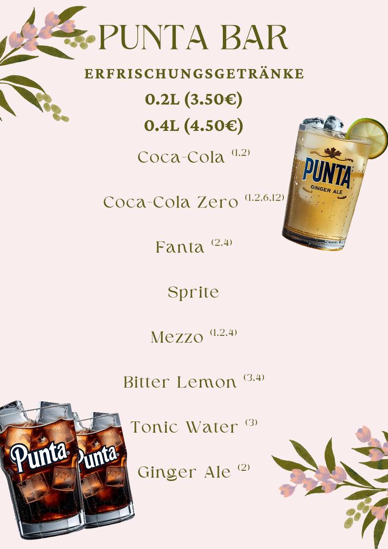 Punta Sportsbar & Cafè меню
