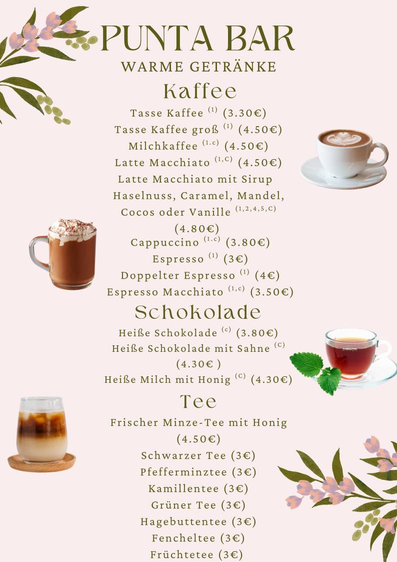 Punta Sportsbar & Cafè меню