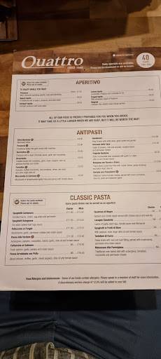 Quattro Italian Restaurant меню