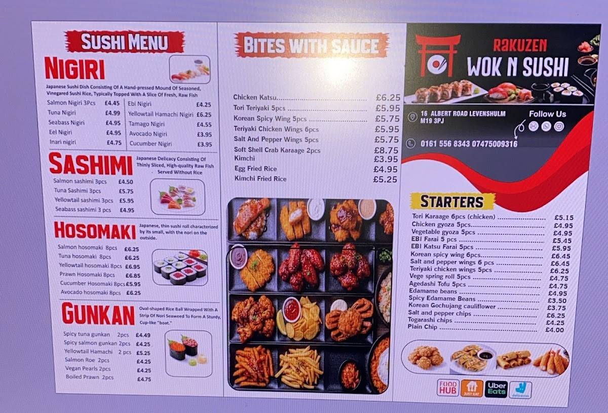 RAKUZEN Wok N Sushi (chinese & Japanese takeaway) меню