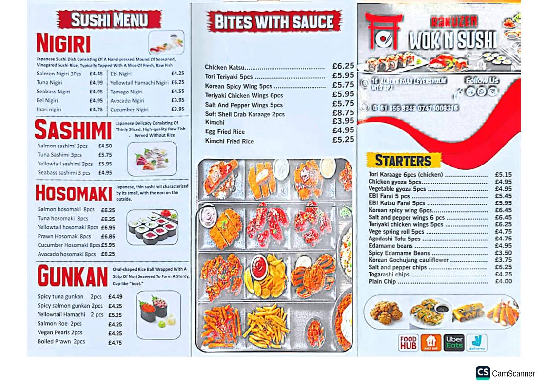 RAKUZEN Wok N Sushi (chinese & Japanese takeaway) меню
