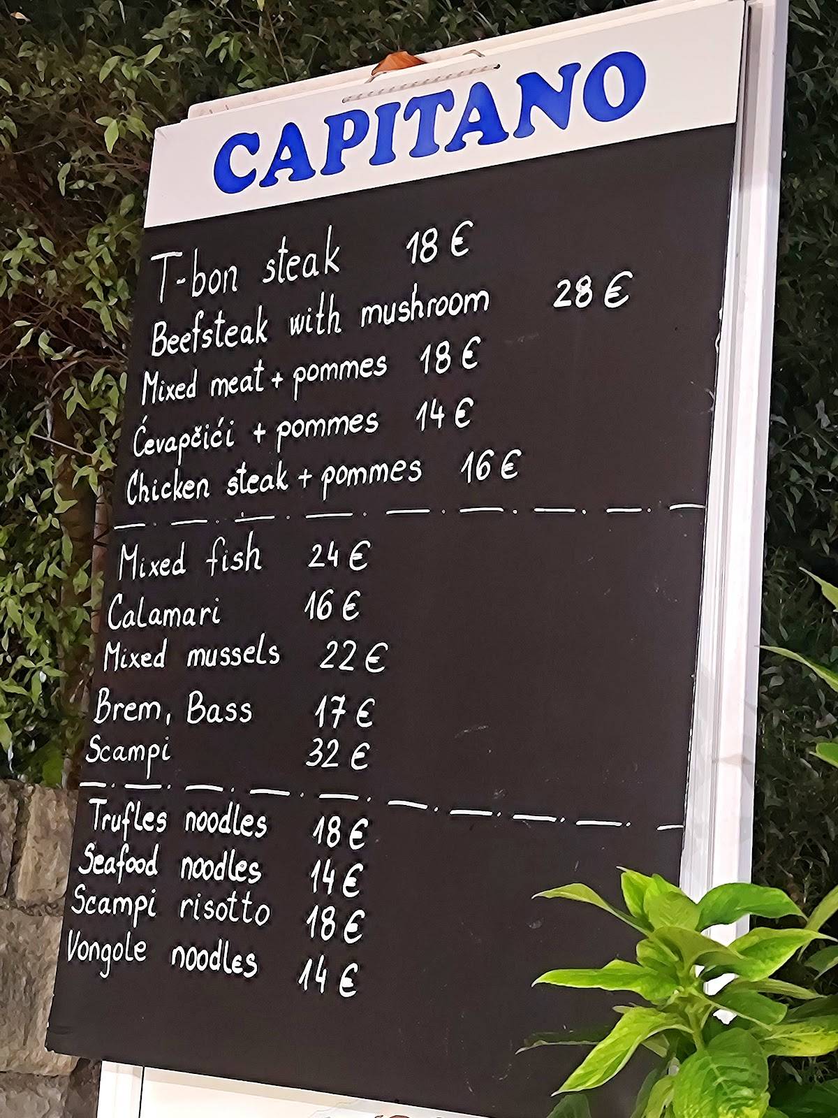 RESTORAN CAPITANO RABAC (fish restaurant) меню