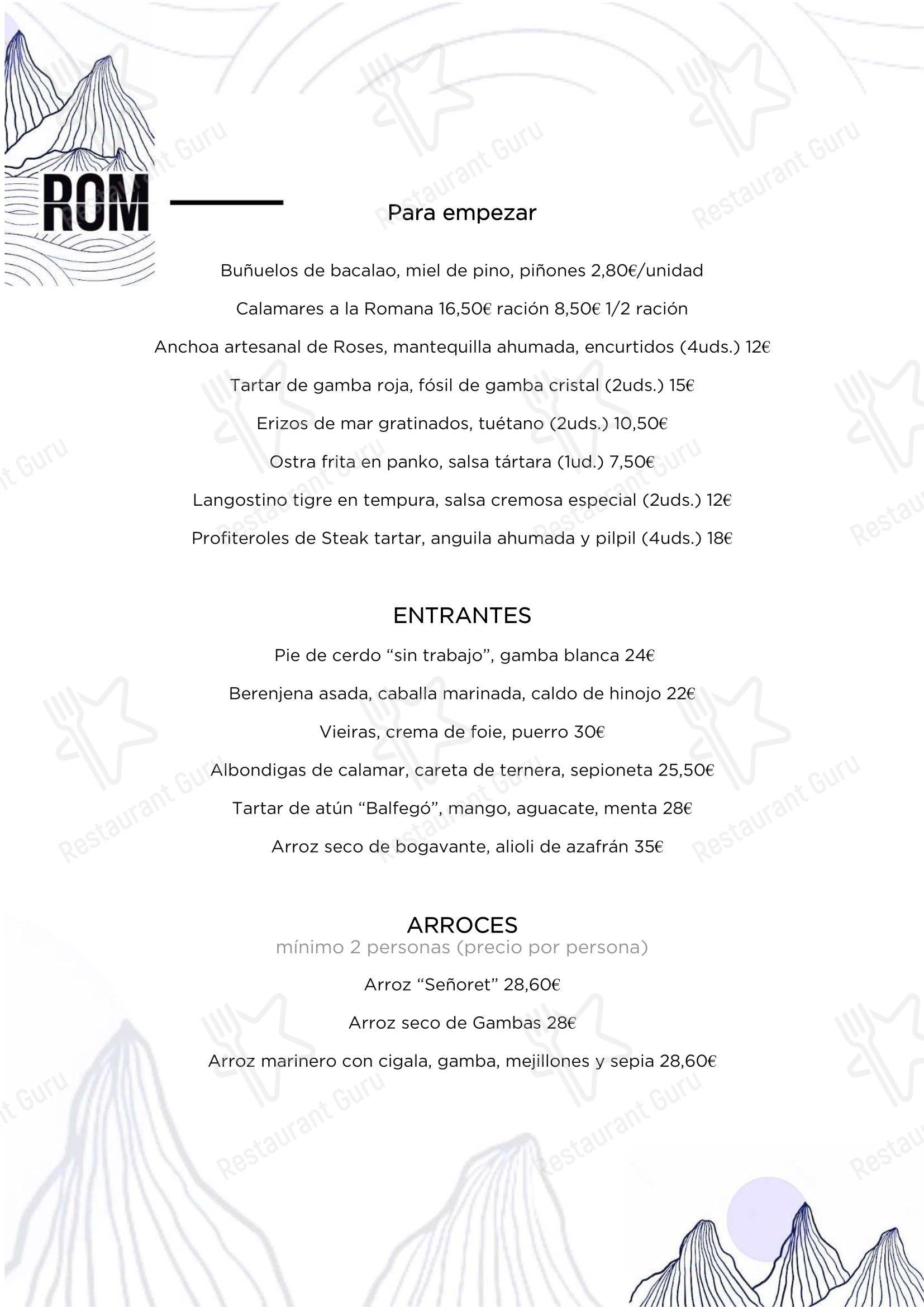 Коктейльная карта ресторана ROM Restaurant