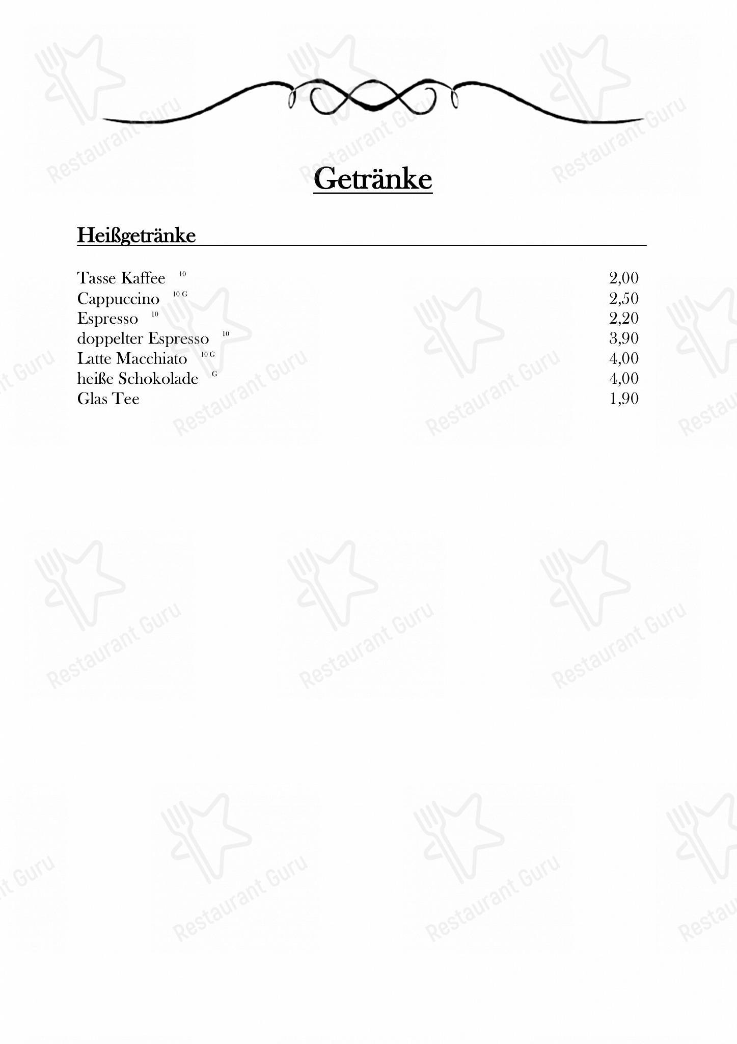 Меню ресторана SCHUBIS RABENSCHÄNKE