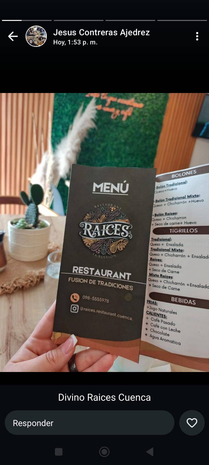 Raices меню