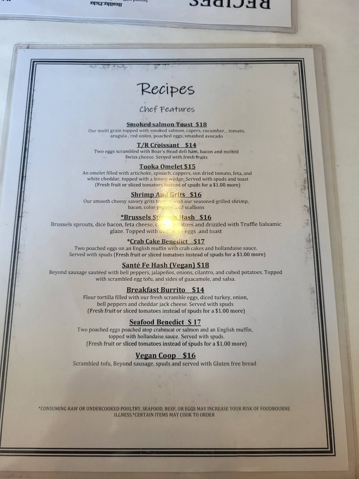 Recipes Restaurant меню