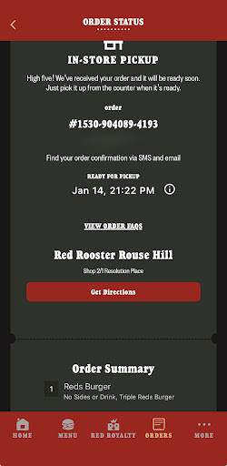 Red Rooster Rouse Hill меню