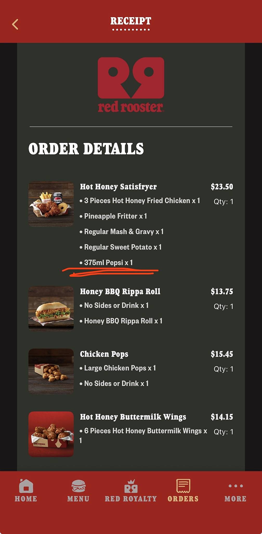 Red Rooster South Perth меню