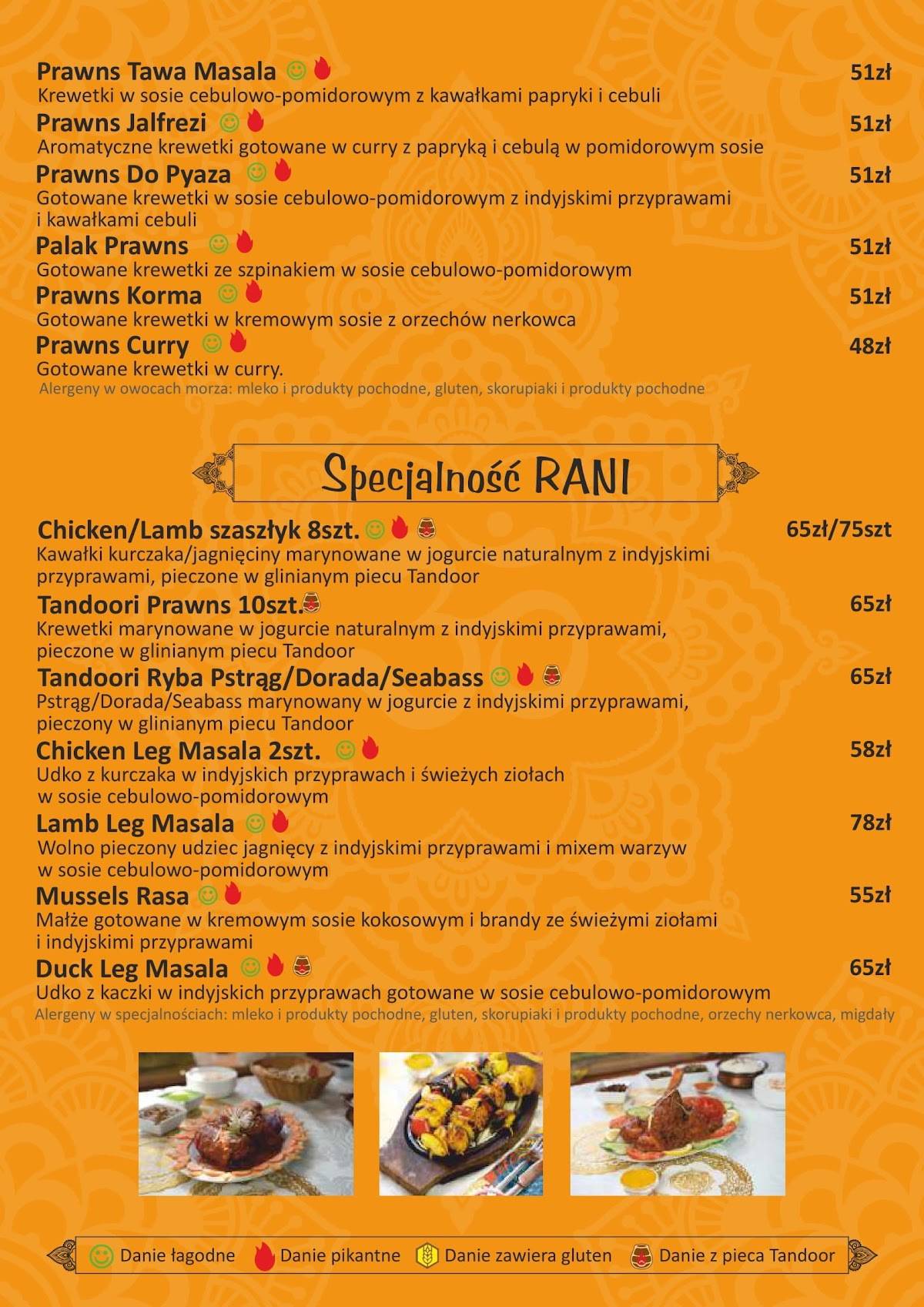 Restauracja Indyjska Rani Rzeszów меню