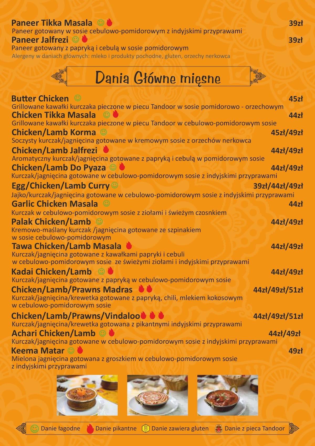 Restauracja Indyjska Rani Rzeszów меню