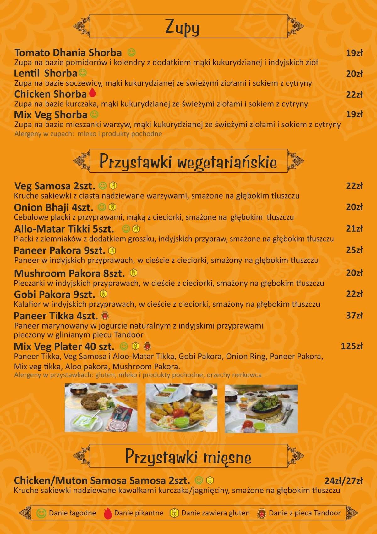 Restauracja Indyjska Rani Rzeszów меню