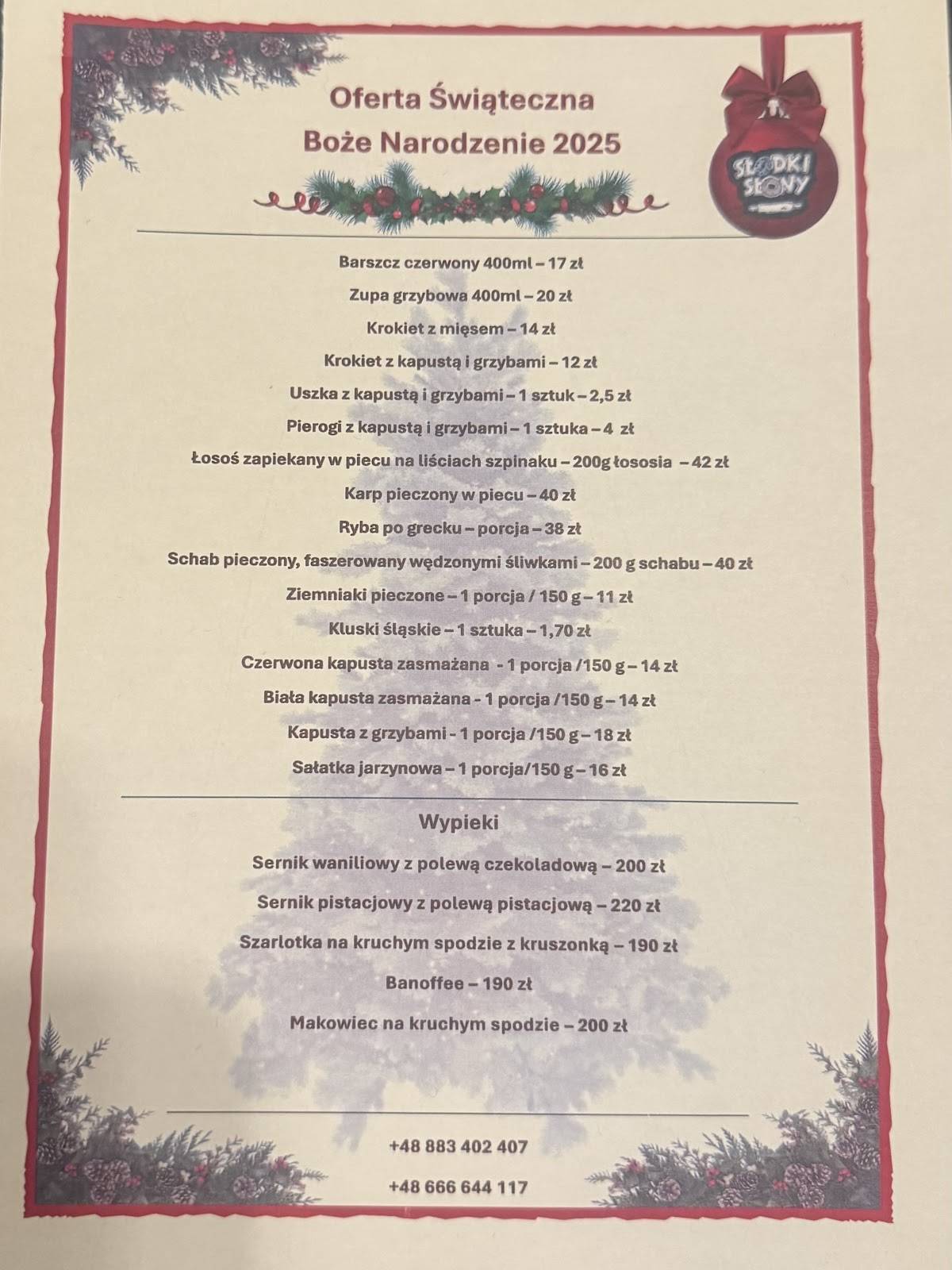 Restauracja Katowice - Słodki Słony меню