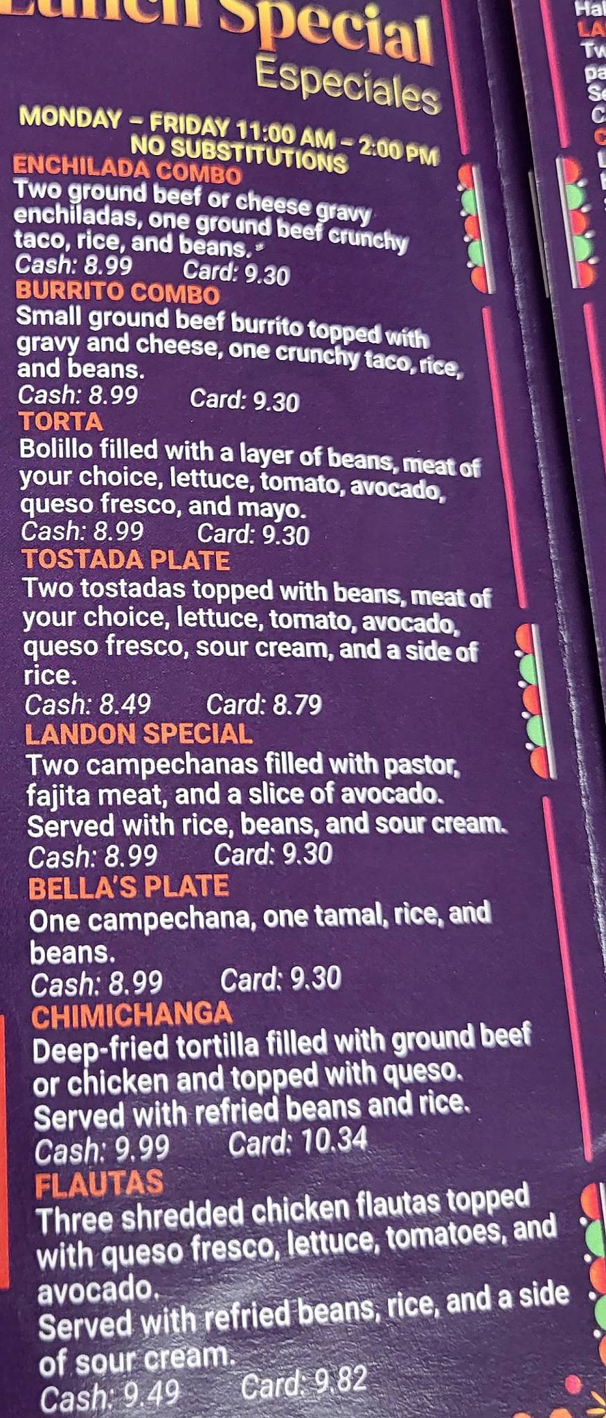 Abuela's Mexican Restaurant меню