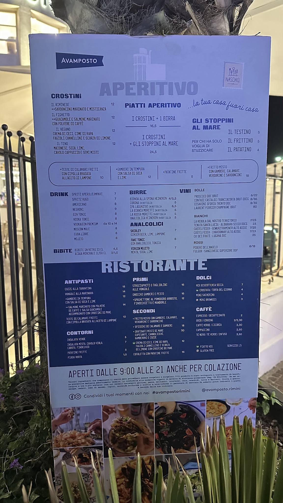 Avamposto Rimini меню