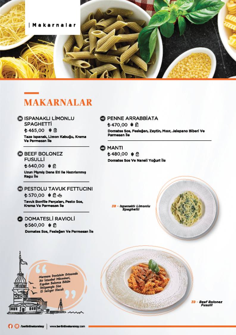 Берлинская линия Каракей меню
