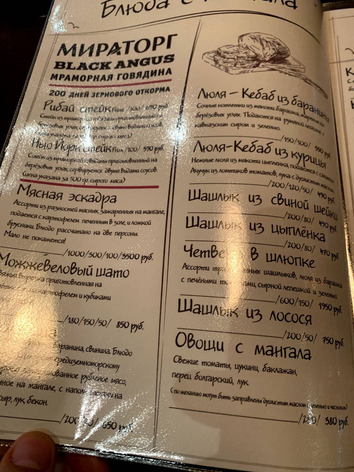 Боцман меню